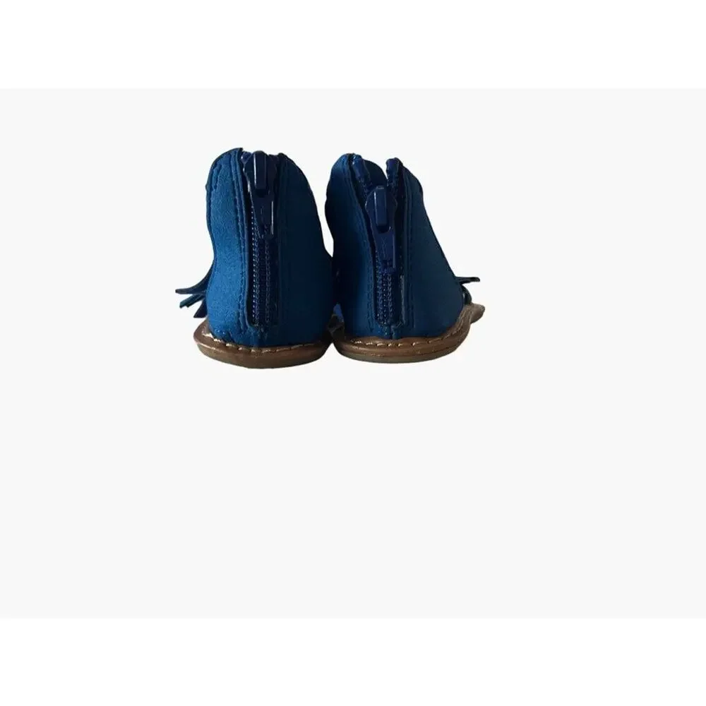 BabyGap Sandals Blue Sueded Tassel Fringe Thong Size 6 Excellent very gently use